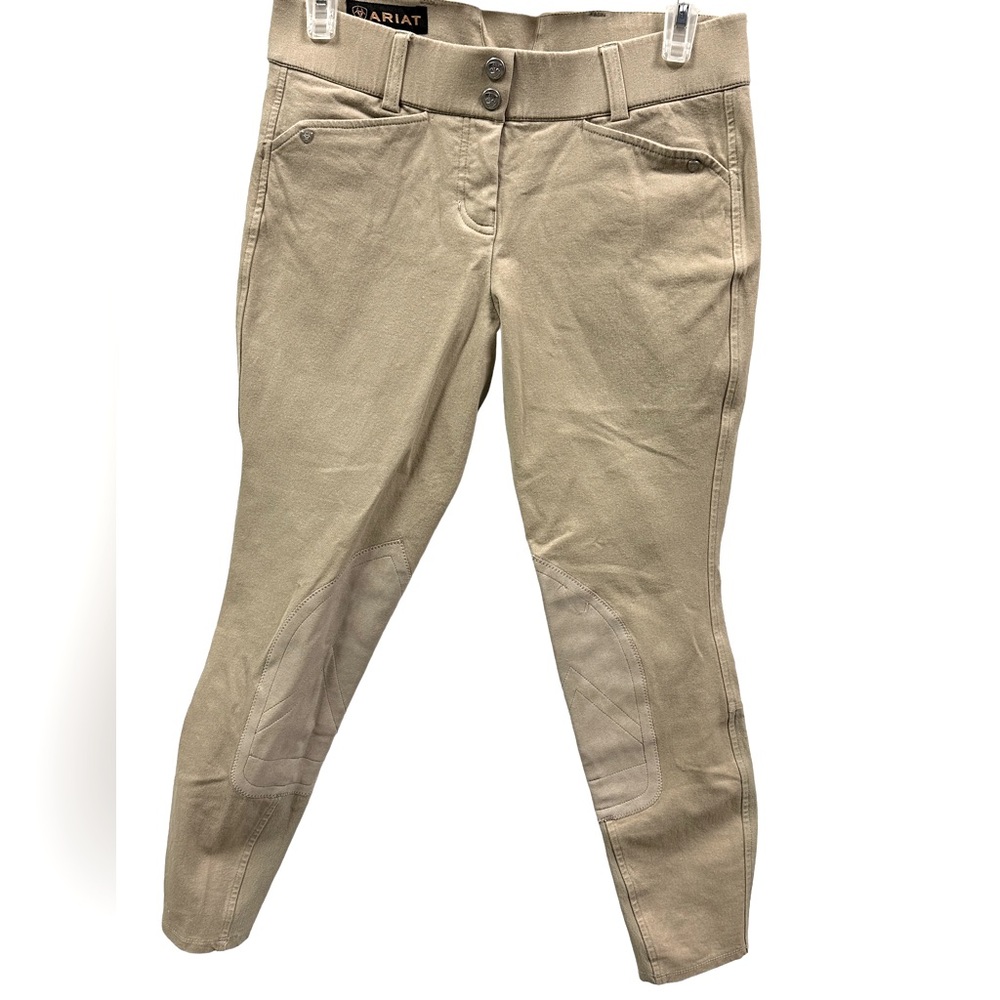 Ariat Heritage Khaki Riding Pants Seat Knee Patch Skinny Stretch Breeches 26 R